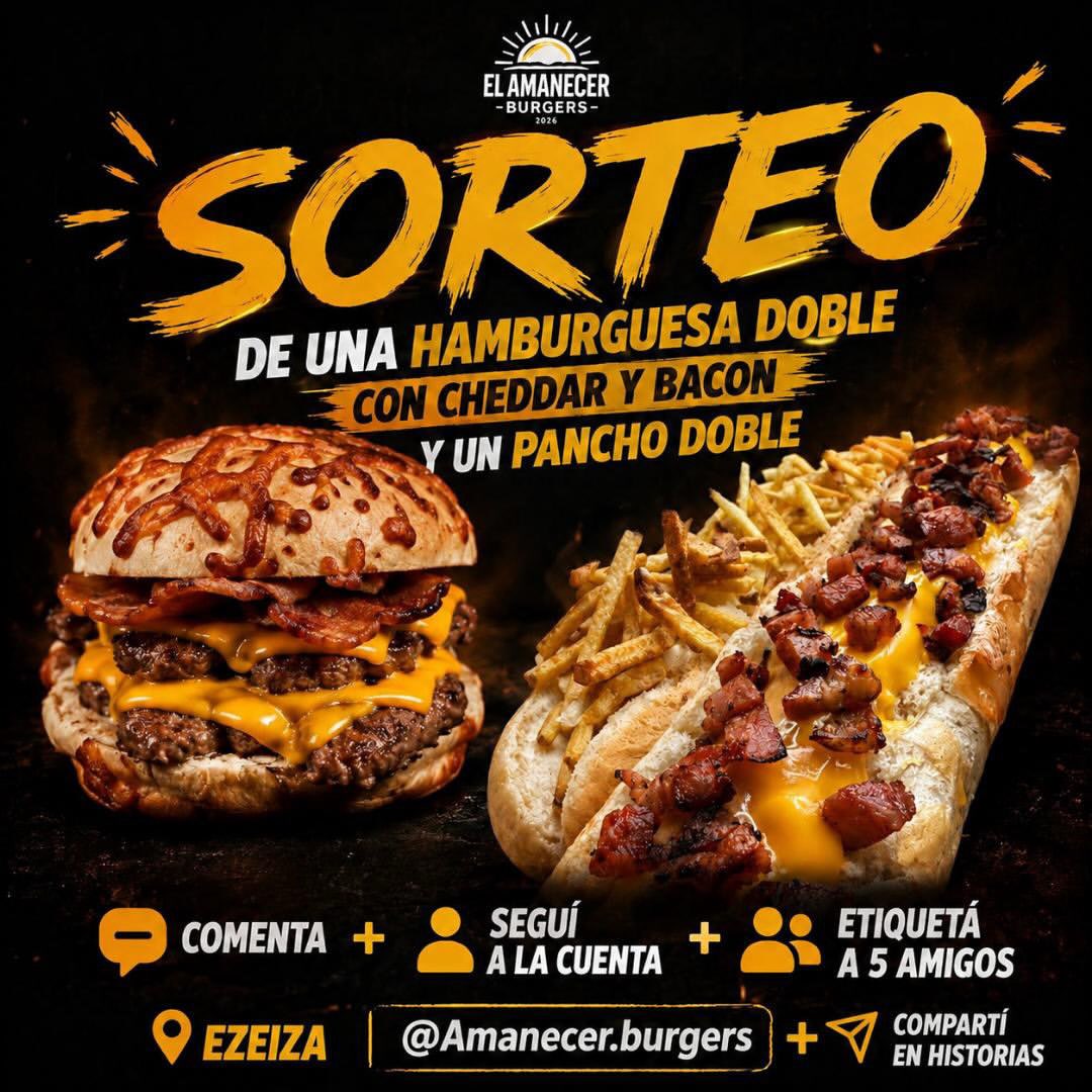 Imagen de 🔥¡SORTEO DE UNA HAMBURGUESA DOBLE CON CHEDDAR Y BACON Y 