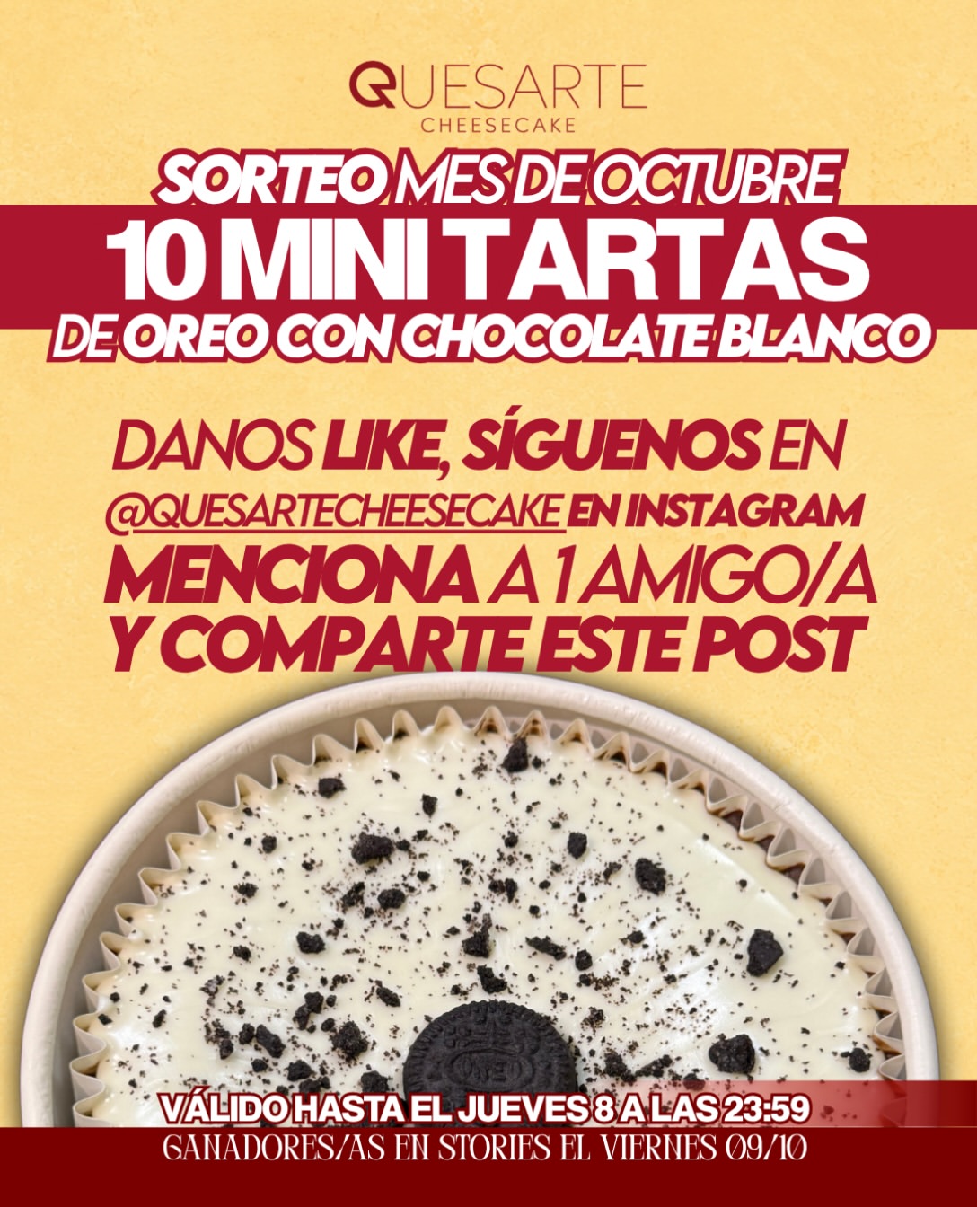 Imagen de 🍪🤍 SORTEAMOS 10 MINITARTAS DE OREO CON CHOCOLATE BLANC