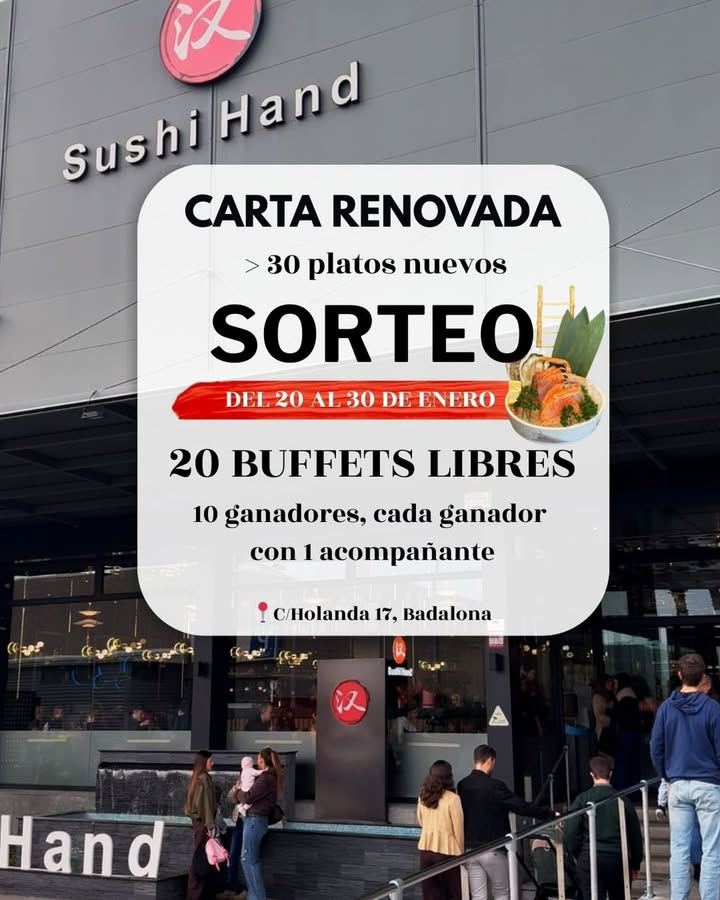 Imagen de 🔥 ¡GRAN SORTEO en Sushi Hand Badalona! 🔥
Queremos inv