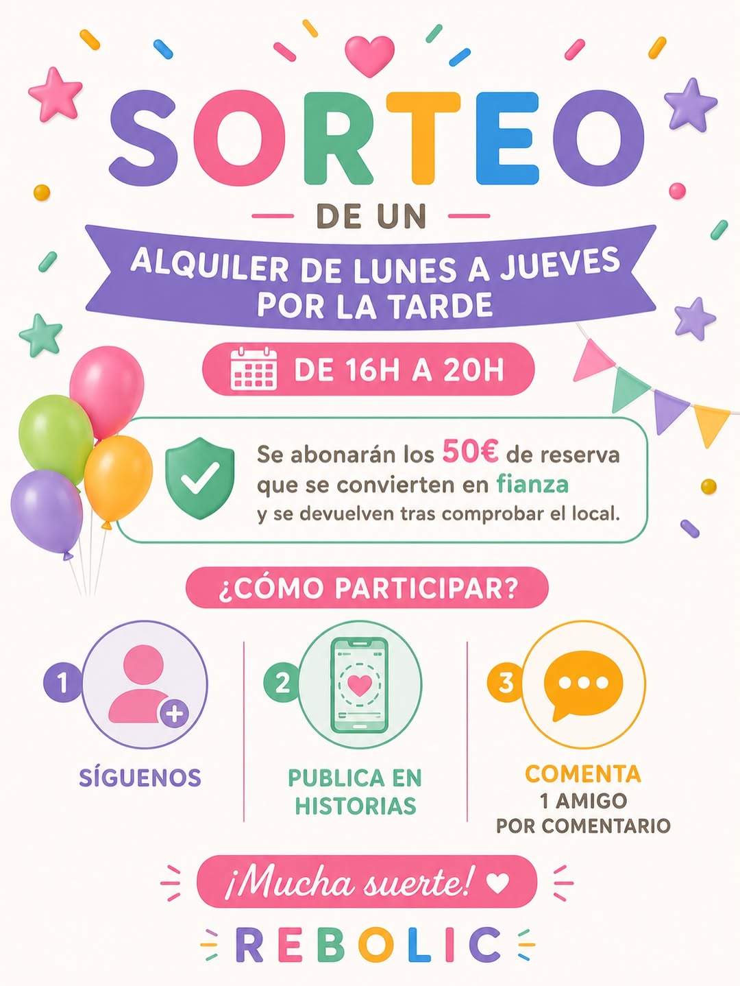 Imagen de 🎉 ¡SORTEAZO EN REBOLIC! 🎉

¿Te imaginas celebrar una