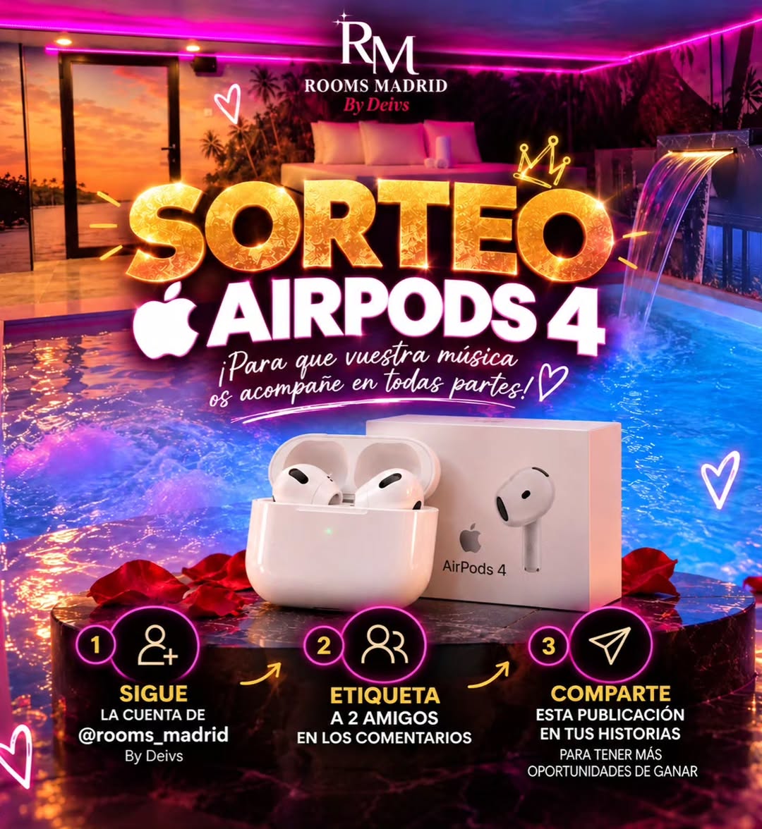 Imagen de 🎧✨ ¡SORTEO AIRPODS 4! ✨🎧

En Rooms Madrid queremo