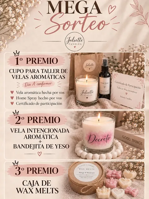 Imagen de 🎁✨ MEGA SORTEO JULIETTE CANDLES ✨🎁

Para celebrar,