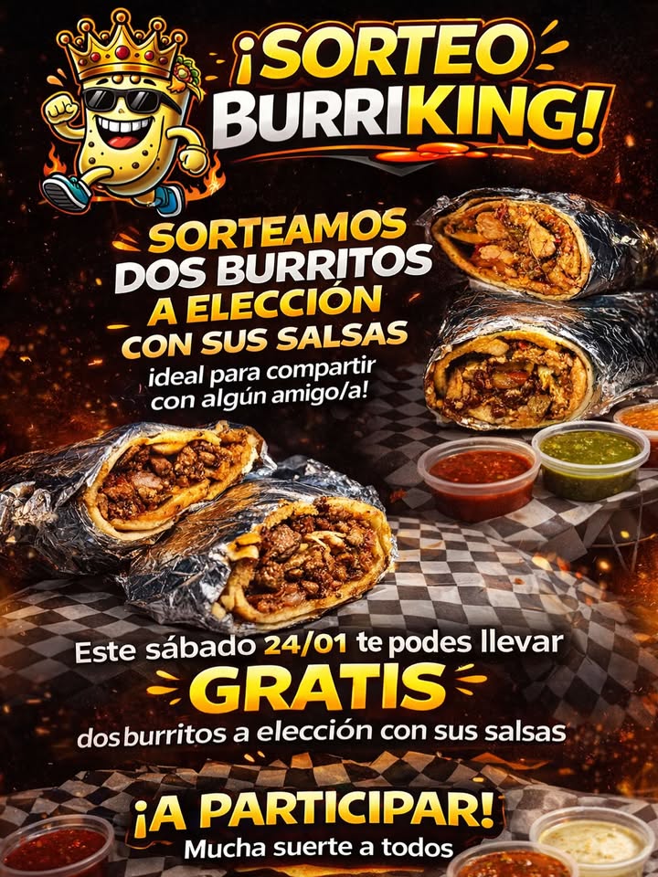 Imagen de ¡SORTEO BURRIKING! 🌯🔥
¿Tenés planes para este sába