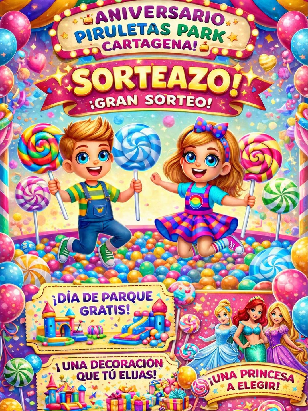 Imagen de ✨🎂 ¡ANIVERSARIO PIRULETAS PARK CARTAGENA! 🎂✨

Cel