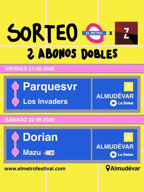 Imagen de SORTEAMOS 2 ABONOS DOBLES PARA EL METRO FESTIVAL! 

Dos día