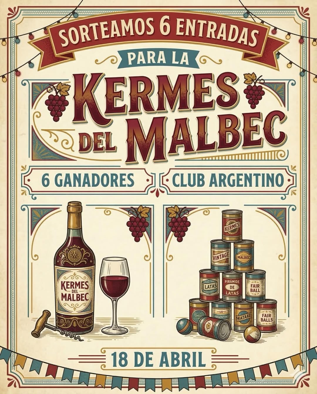 Imagen de 🍷✨ SORTEO KERMES DEL MALBEC ✨🍷

¡Se vienen 6 entr
