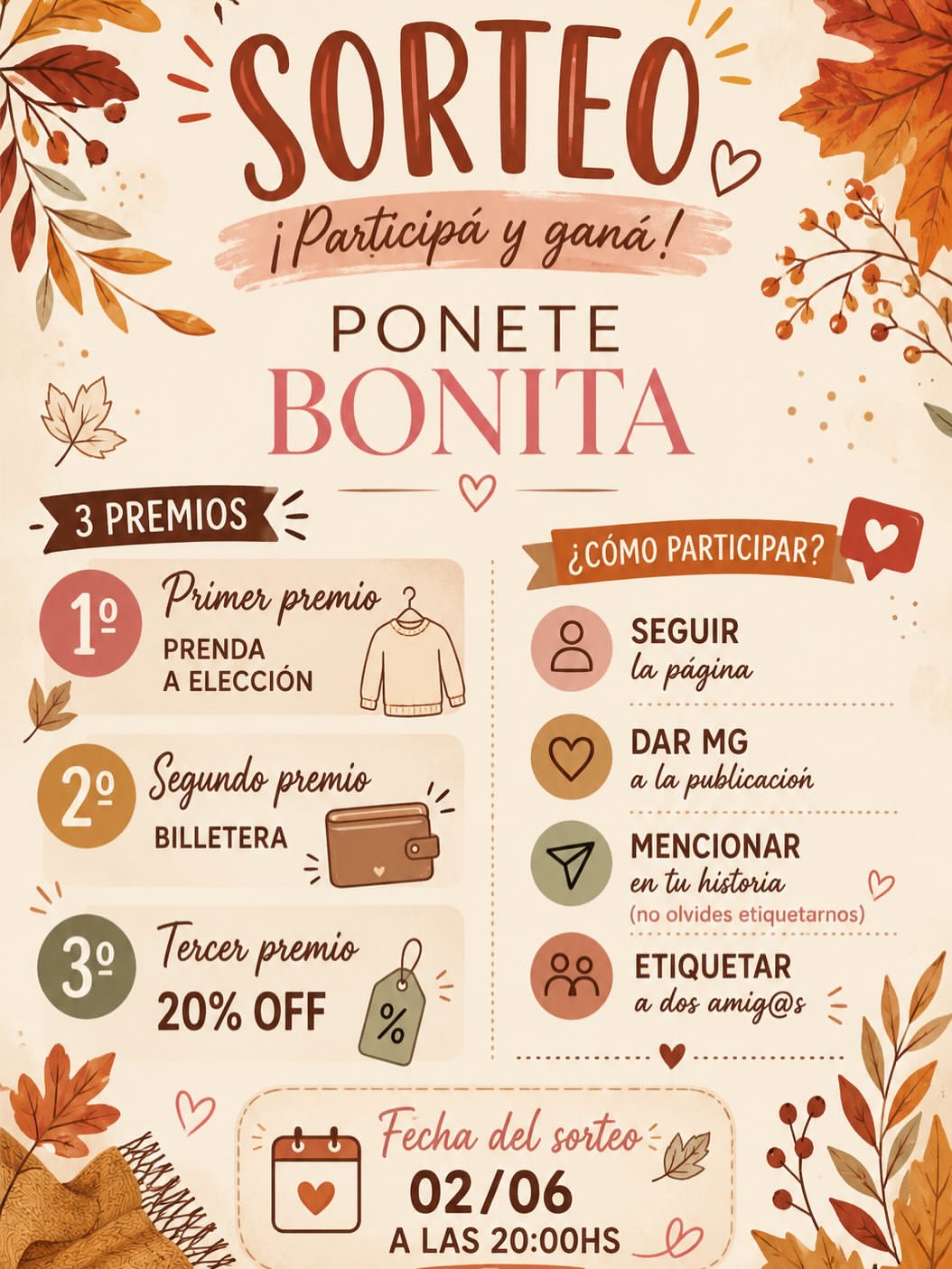 Imagen de 🍂✨ ¡SORTEO DE OTOÑO PONETE BONITA! ✨🍂

Para agra