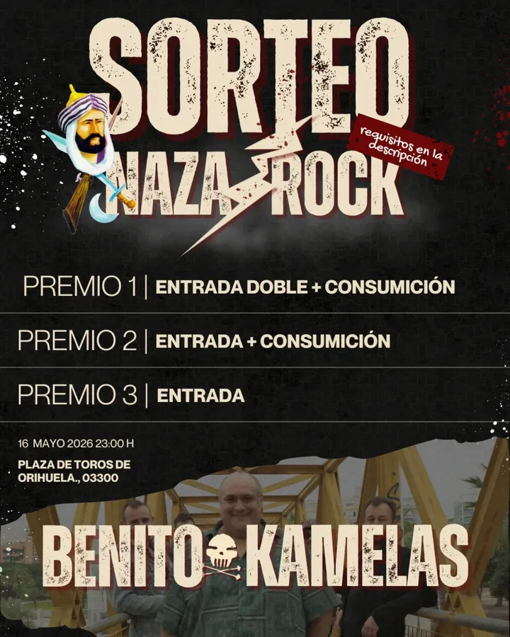 Imagen de 🔥 ¡SORTEO NAZA ROCK! 🔥 

¿Quieres ir por la cara al 