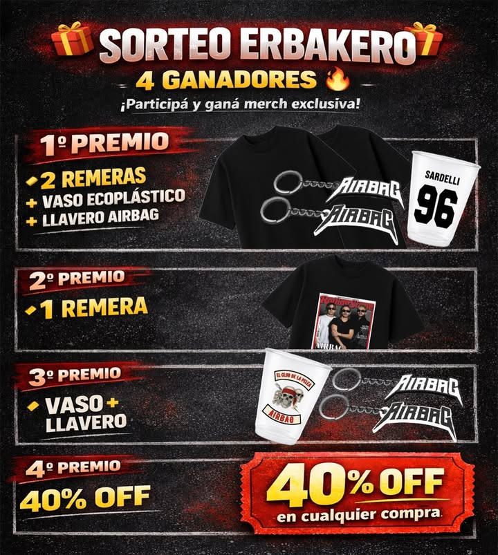 Imagen de 🔥SORTEO ERBAKERO DOCE DOCE🔥

🥇PRIMER PREMIO:
 Dos r