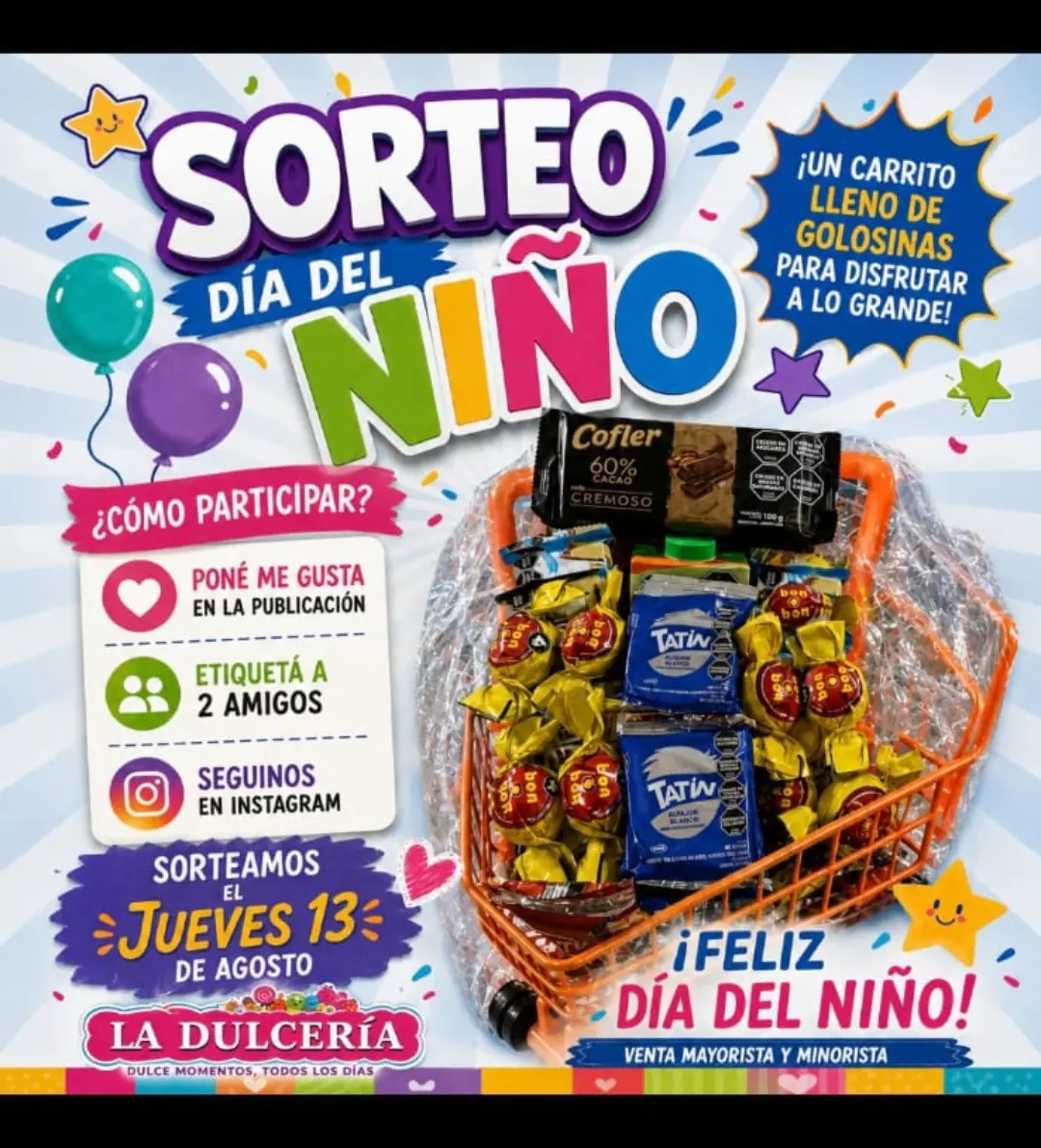 Imagen de 🍬🍫¡SORTEO DIA DEL NIÑO EN LA DULCERIA!🍬🍫

🍬