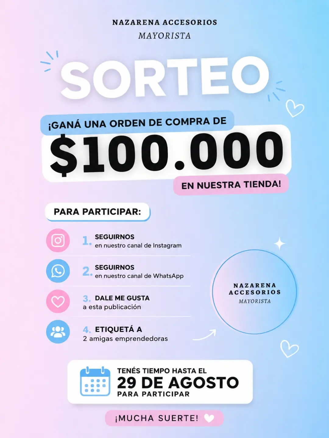 Imagen de ✨ SORTEO NAZARENA ACCESORIOS ✨
¿Querés ganar una orden