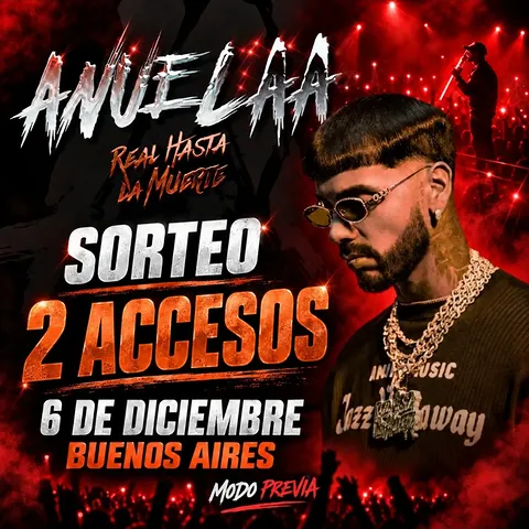 Imagen de ❤️‍🔥 ¡SORTEAMOS 2 ACCESOS PARA VER A @anuel ! ❤�