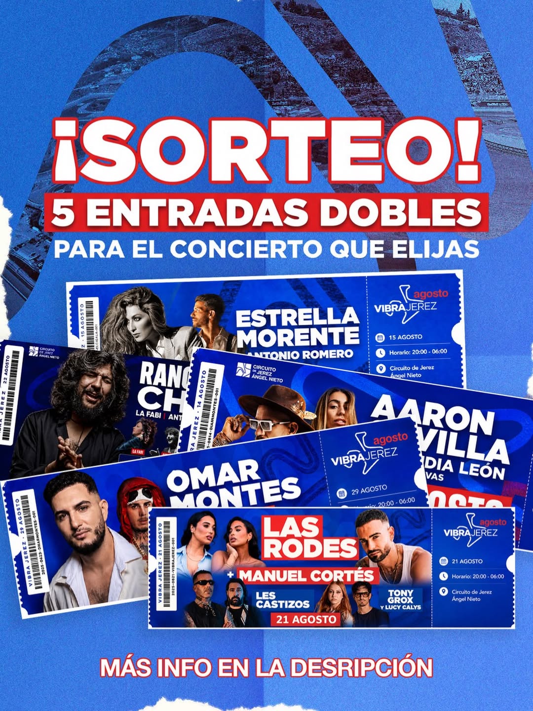 Imagen de 🎟️ ¡SORTEAMOS 5 ENTRADAS DOBLES PARA VIBRA JEREZ MUSIC