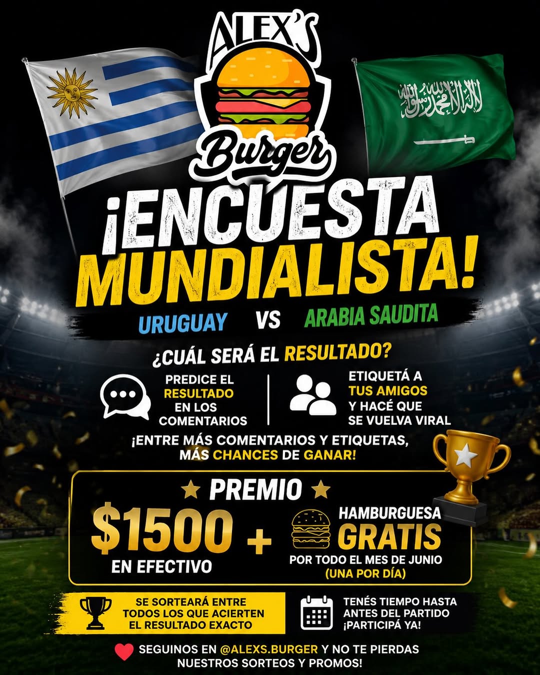 Imagen de 🔥🍔⚽ ¡LLEGÓ LA ENCUESTA MUNDIALISTA DE ALEX’S BUR