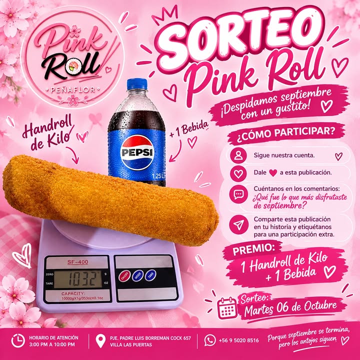 Imagen de 🎉💗 ¡SORTEO PINK ROLL! 🍣✨

Despedimos septiembre 