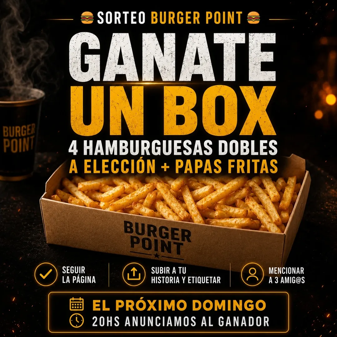 Imagen de 🍔🔥 ¡LLEGÓ EL SORTEO DE BURGER POINT! 🔥🍔
¿Te i