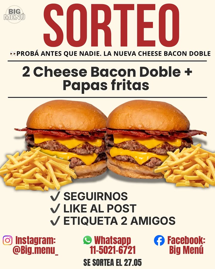 Imagen de 🍔🔥 SORTEO BIG MENU 🔥🍔
👀𝙋𝙧𝙤𝙗𝙖 �