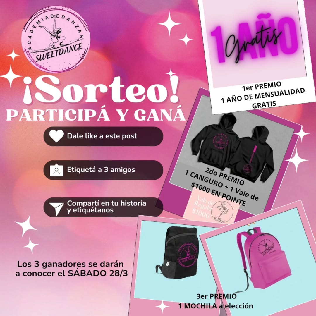 Imagen de 📣TREMENDO SORTEO 

🥇1er PREMIO: UN AÑO DE MENSUALIDAD