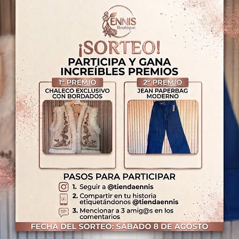 Imagen de ¡SORTEO EN ENNIS BOUTIQUE! 🎉✨
Ganate estos dos premios