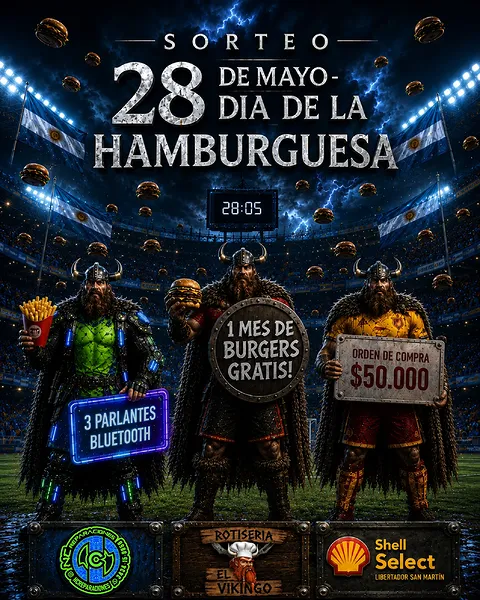 Imagen de 🎊¡sorteo día de la hamburguesa, 28 de mayo!🎊

🎊Se