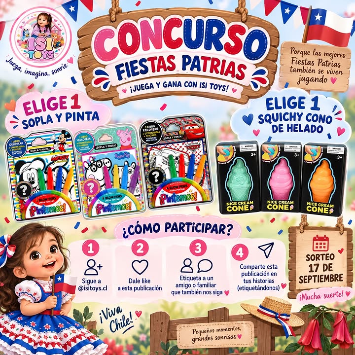 Imagen de 🇨🇱🎉 ¡CONCURSO DE FIESTAS PATRIAS EN ISI TOYS! 🎉