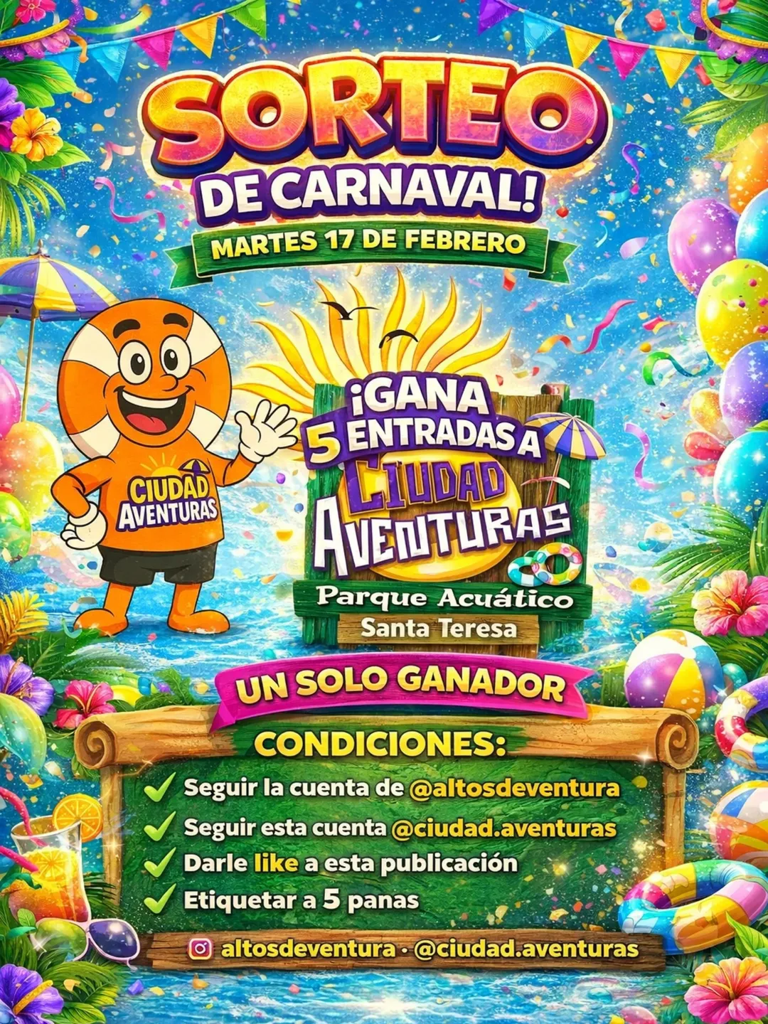 Imagen de 🎭🎉 ¡SORTEO DE CARNAVAL EN CIUDAD AVENTURAS! 🎉🎭
