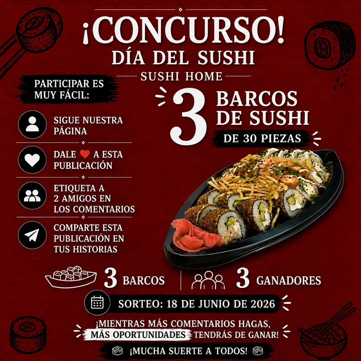 Imagen de 🎉🍣 ¡CONCURSO DIA DEL SUSHI 🍣🎉

¡Queremos premi