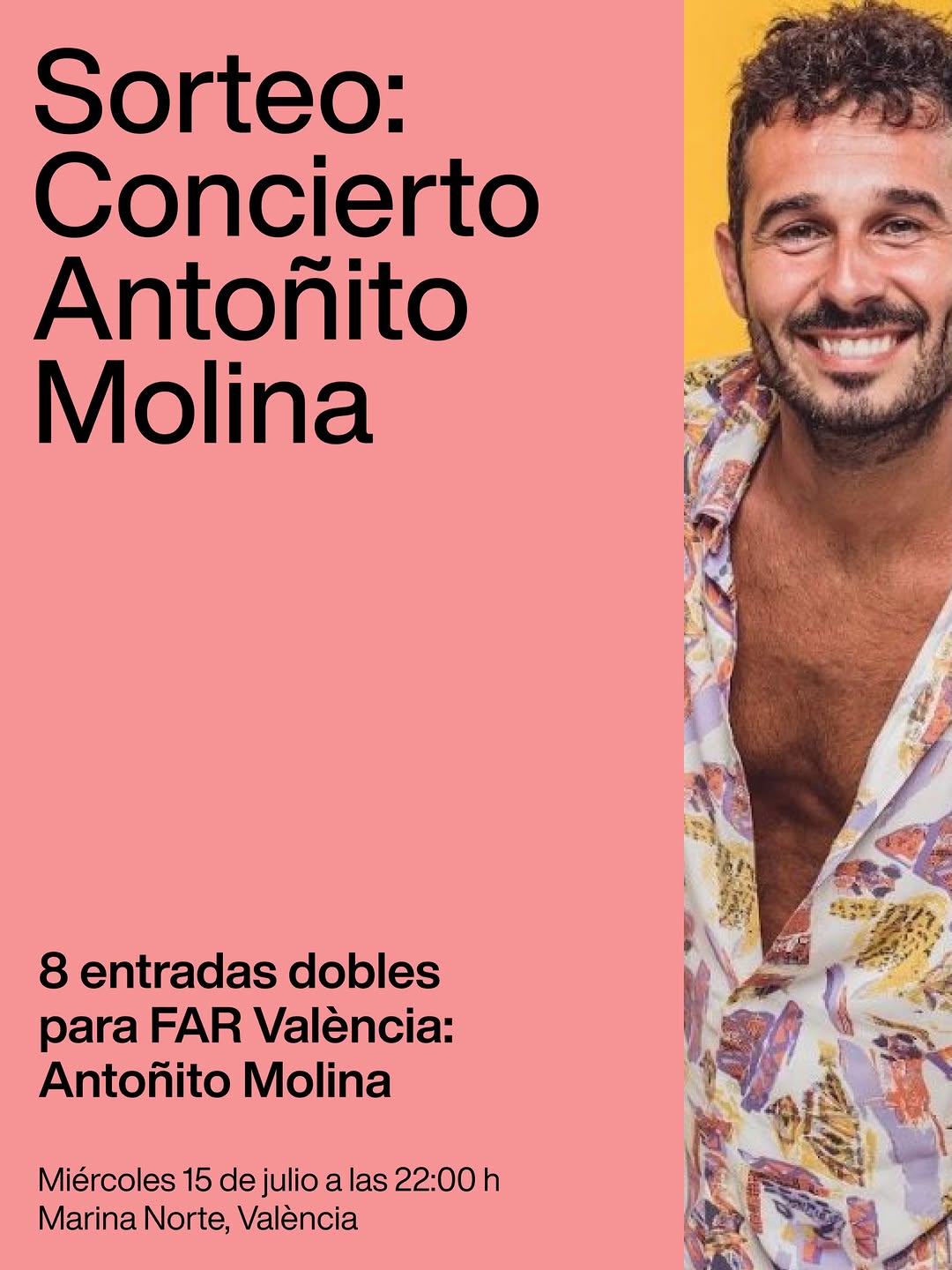 Imagen de ¡SORTEAMOS 8 ENTRADAS DOBLES PARA ANTOÑITO MOLINA EN FAR V