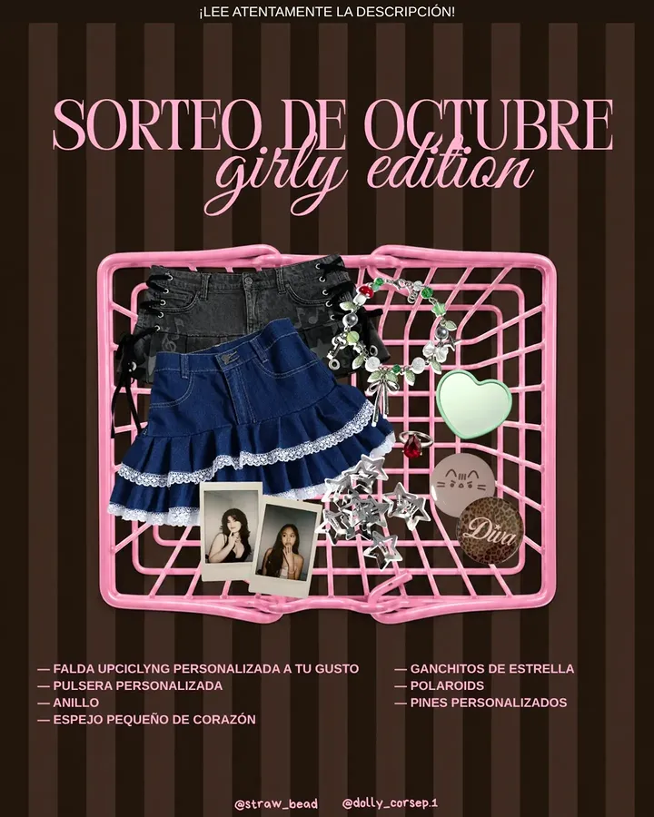 Imagen de SORTEO DE OCTUBRE — GIRLY EDITION ୨୧

Junto a @dolly_c