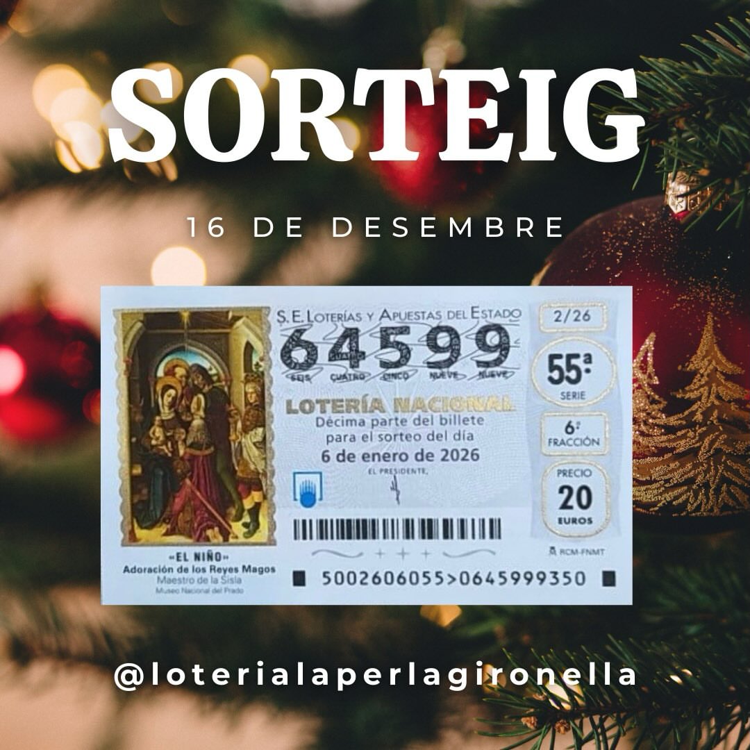 Imagen de El cinquè número del sorteig en curs, serà el 64599.

Dim