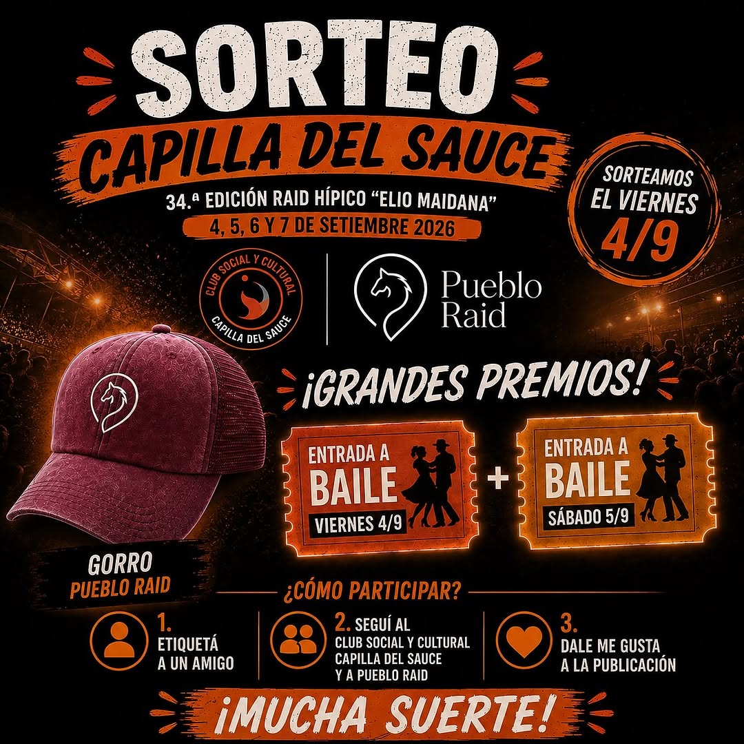 Imagen de 🎉🐎 ¡SORTEO CAPILLA DEL SAUCE! 🐎🎉

Se viene la 3