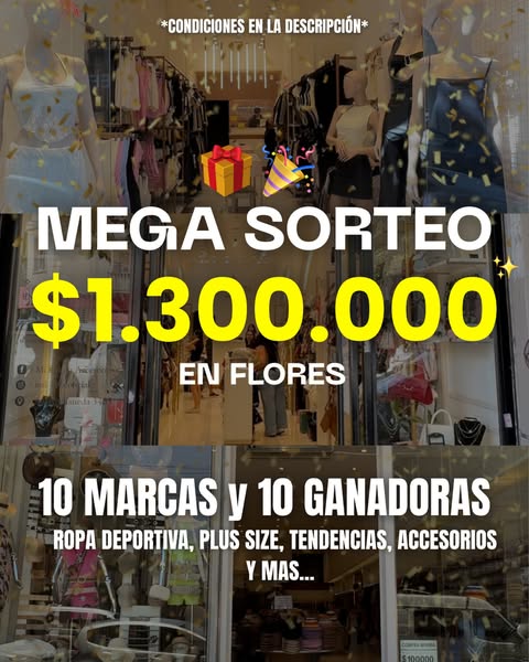 Imagen de ✨🎉 MEGA SORTEO DE MARCAS EN FLORES 🎉✨

💰 $1.300