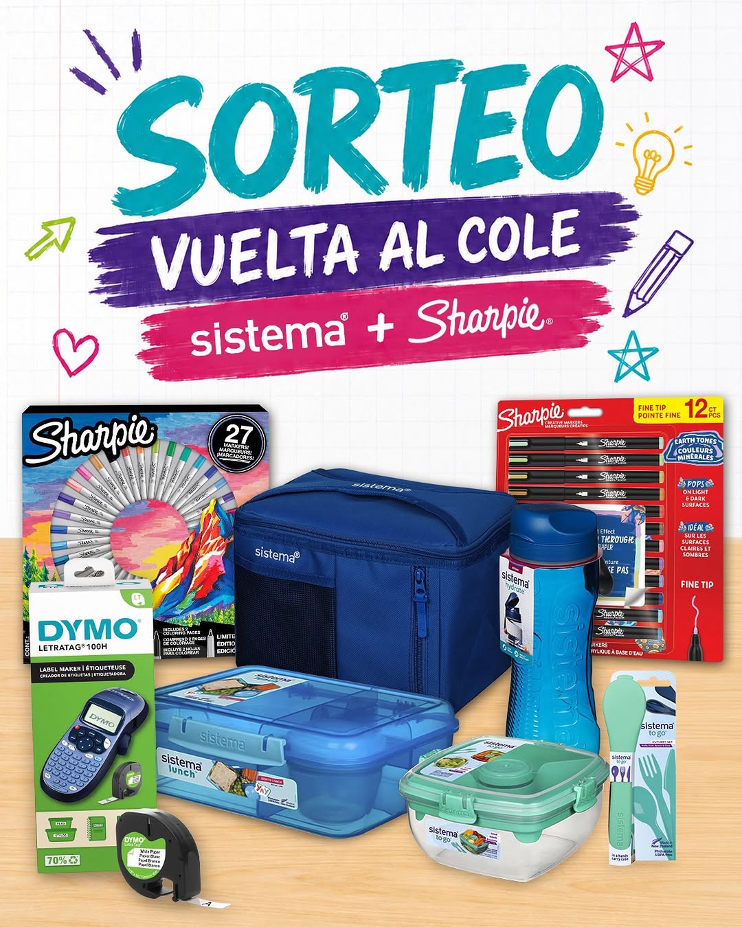 Imagen de 🎒✨ ¡SORTEO VUELTA AL COLE! ✨🎒

Sistema y Sharpie 