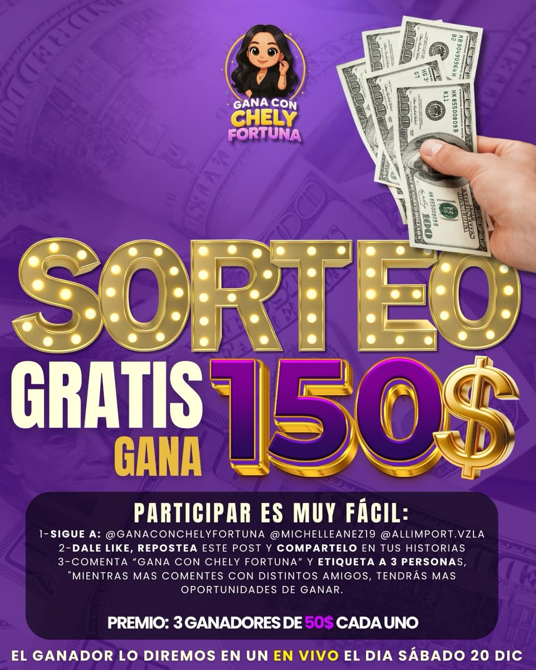 Imagen de SORTEO GRATIS
150$

Instrucciones: 

1.- sigue a ganaconchel