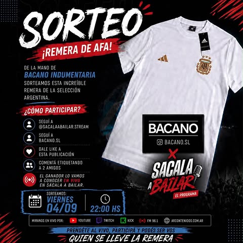 Imagen de 🔥🇦🇷 ¡SORTEO EN SÁCALA A BAILAR! 🇦🇷🔥

De 