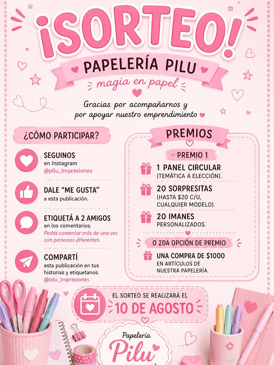 Imagen de 🎉 ¡LLEGÓ EL SORTEO DE PAPELERÍA PILU! 🎉

Para agrad