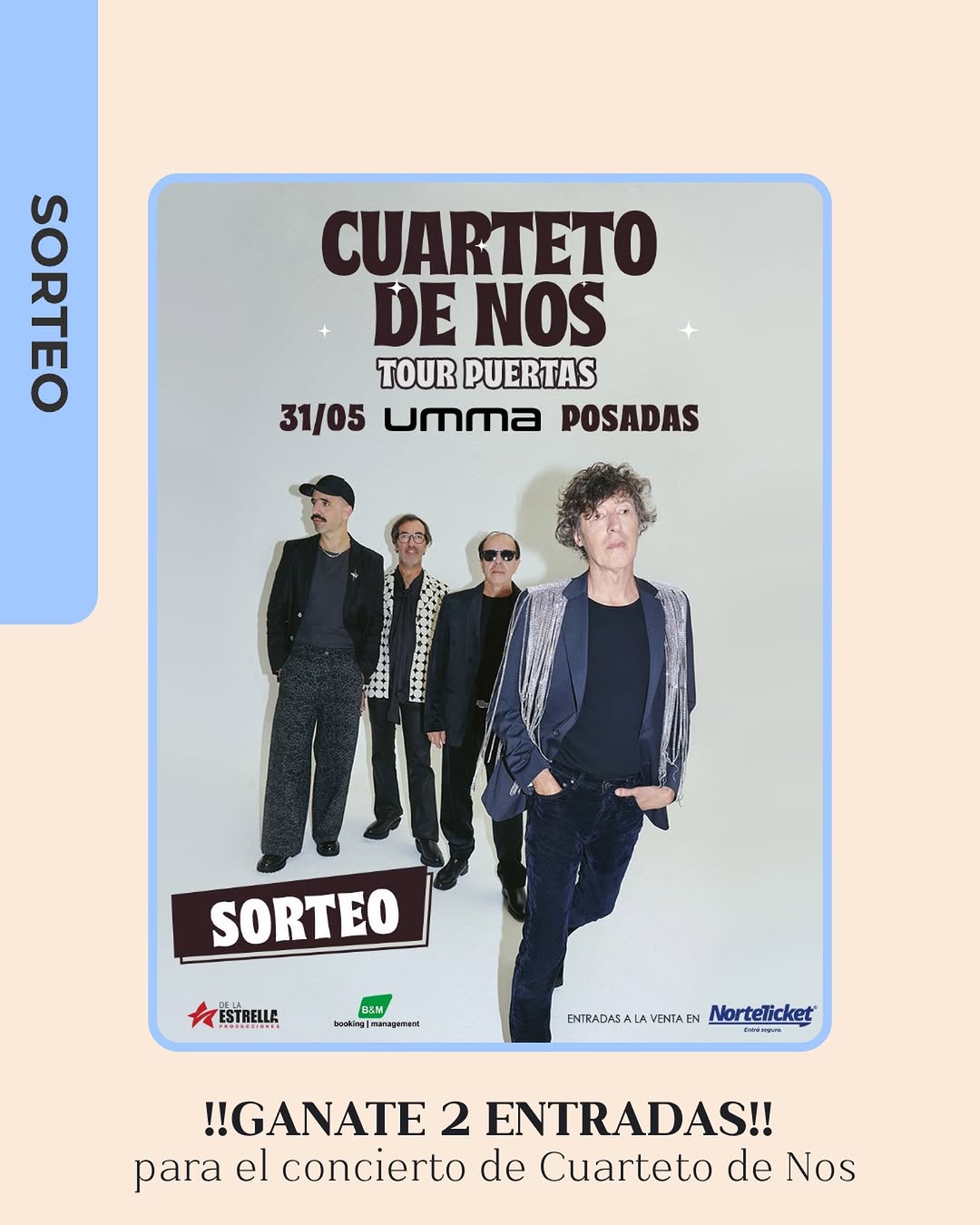 Imagen de ✨ SORTEO IMPERDIBLE ✨

¿Querés ver a CUARTETO DE NOS e