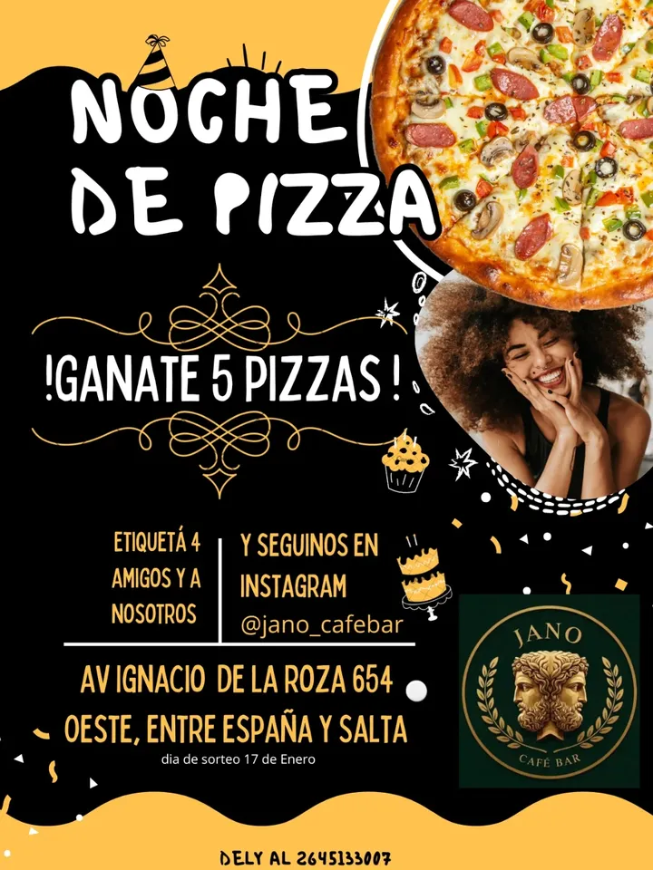 Imagen de 🎉🍕 NOCHE DE PIZZAS EN JANO CAFE BAR 🍕🎉
 ¿ Te im