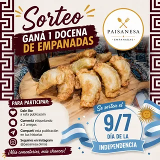 Imagen de Sorteo 🇦🇷
Gánate 1 docena de empanadas paisanesas! �