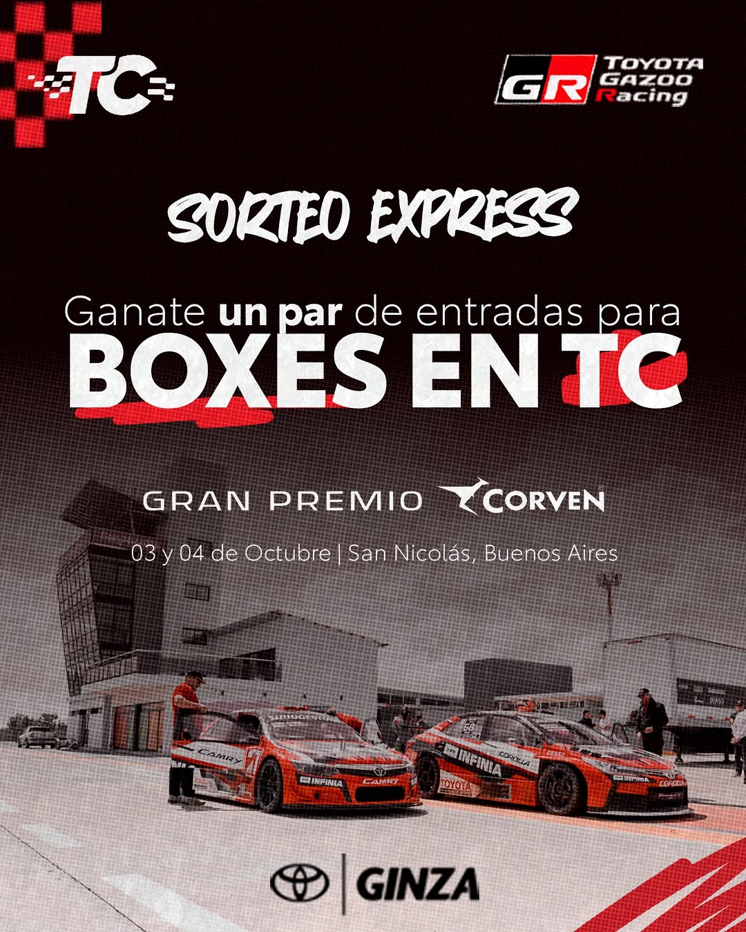 Imagen de 🏁 ¡SORTEAMOS PARES DE ENTRADAS PARA ALENTAR A TOYOTA GAZ