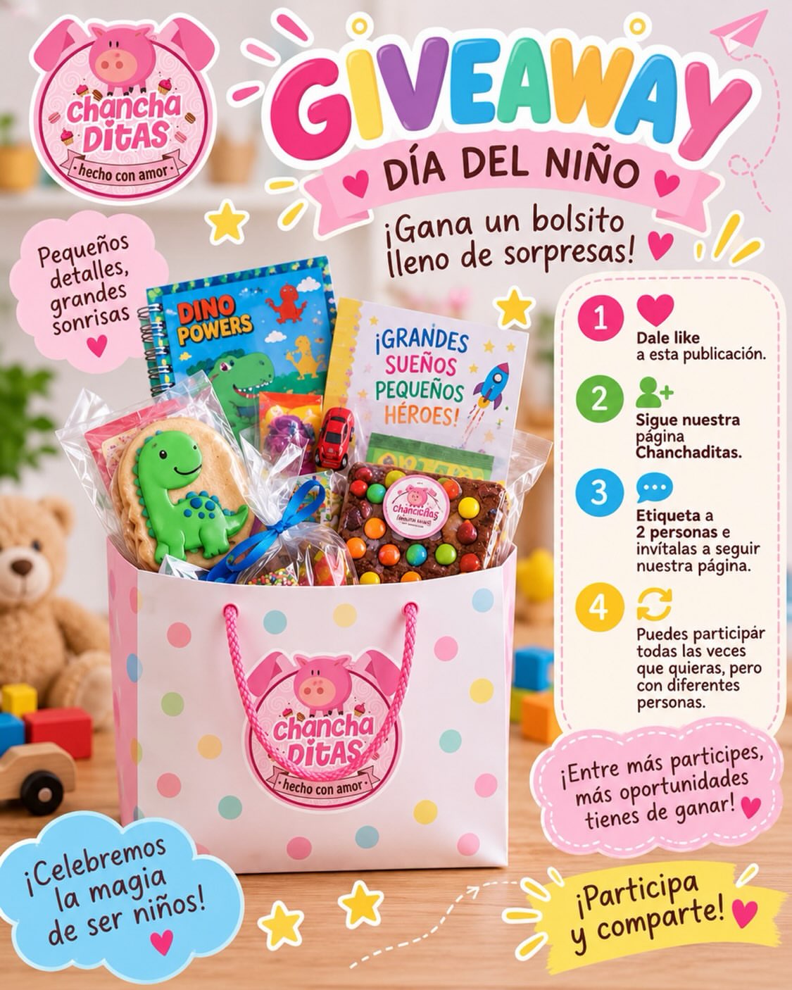 Imagen de :

🎁🐷 ¡GIVEAWAY DÍA DEL NIÑO! 🎉

En Chanchaditas