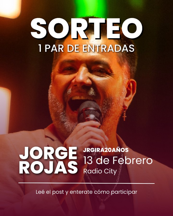 Imagen de 🎟️ SORTEAMOS 1 PAR DE ENTRADAS PARA IR A VER A JORGE RO