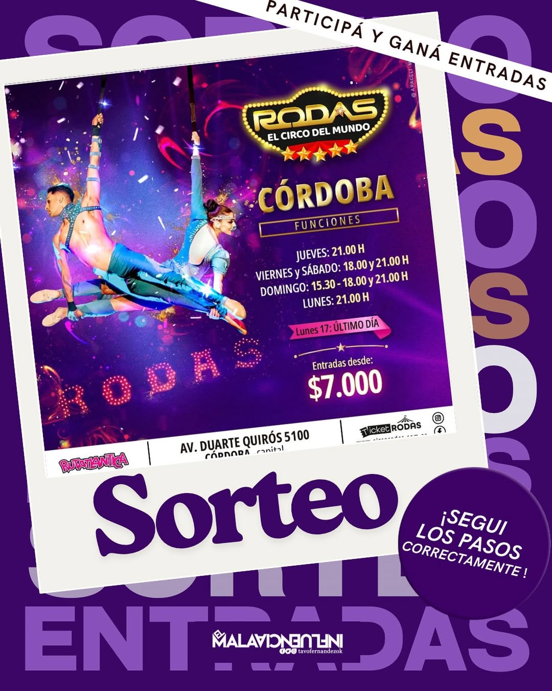 Imagen de SORTEO 🎪 CIRCO RODAS 🎪
✨ Función Viernes 14 | 18 hs