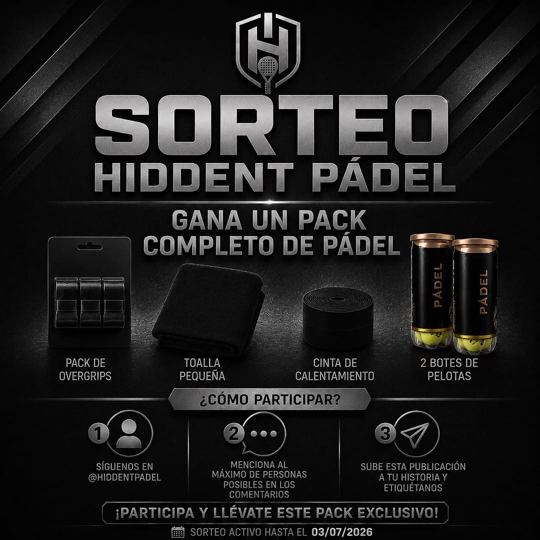 Imagen de 🚨 SORTEO HIDDENT PÁDEL 🚨

🎾 ¡GANA UN PACK COMPLET