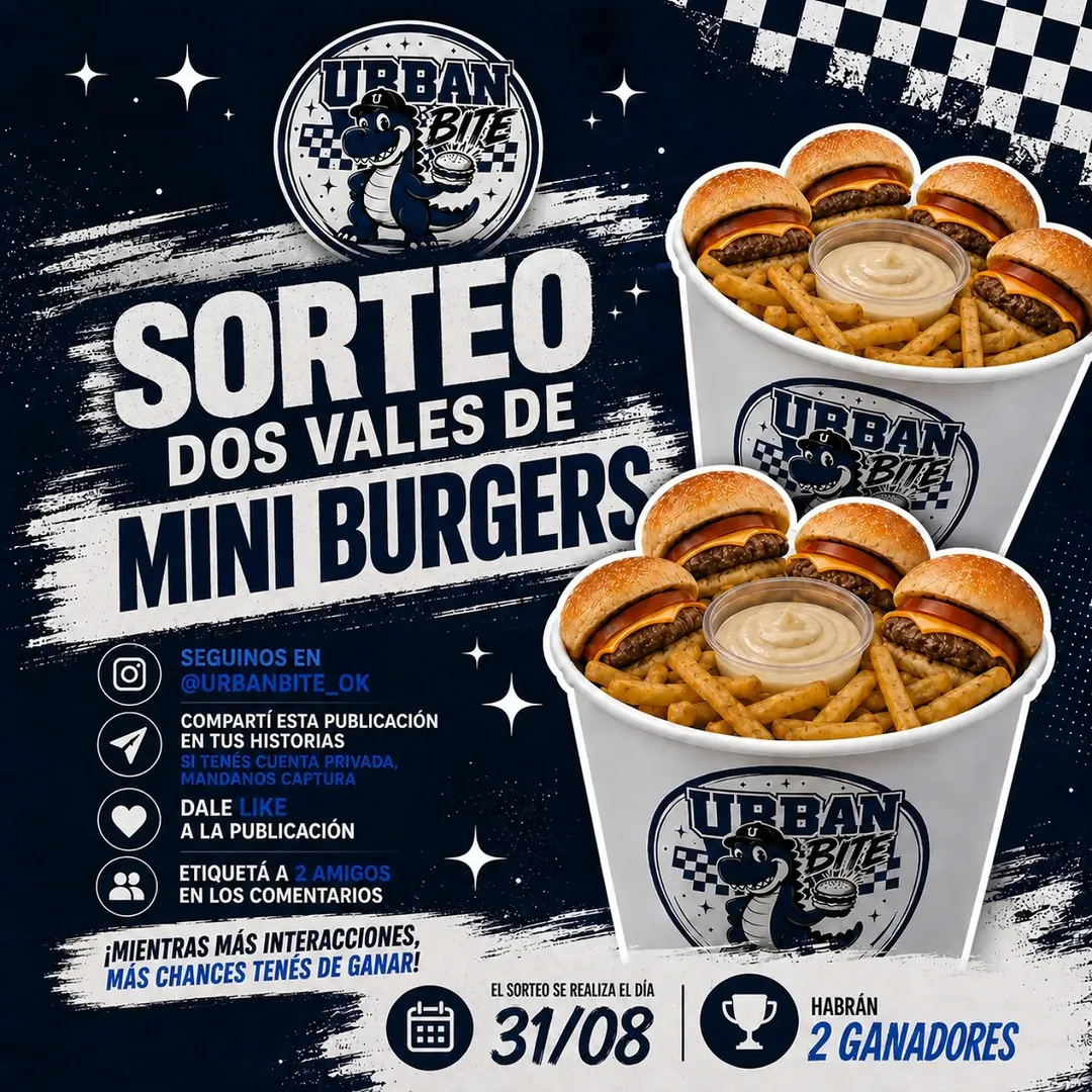 Imagen de 🍔💙 ¡SORTEO URBAN BITE! 💙🍔

¿Querés ganar uno 