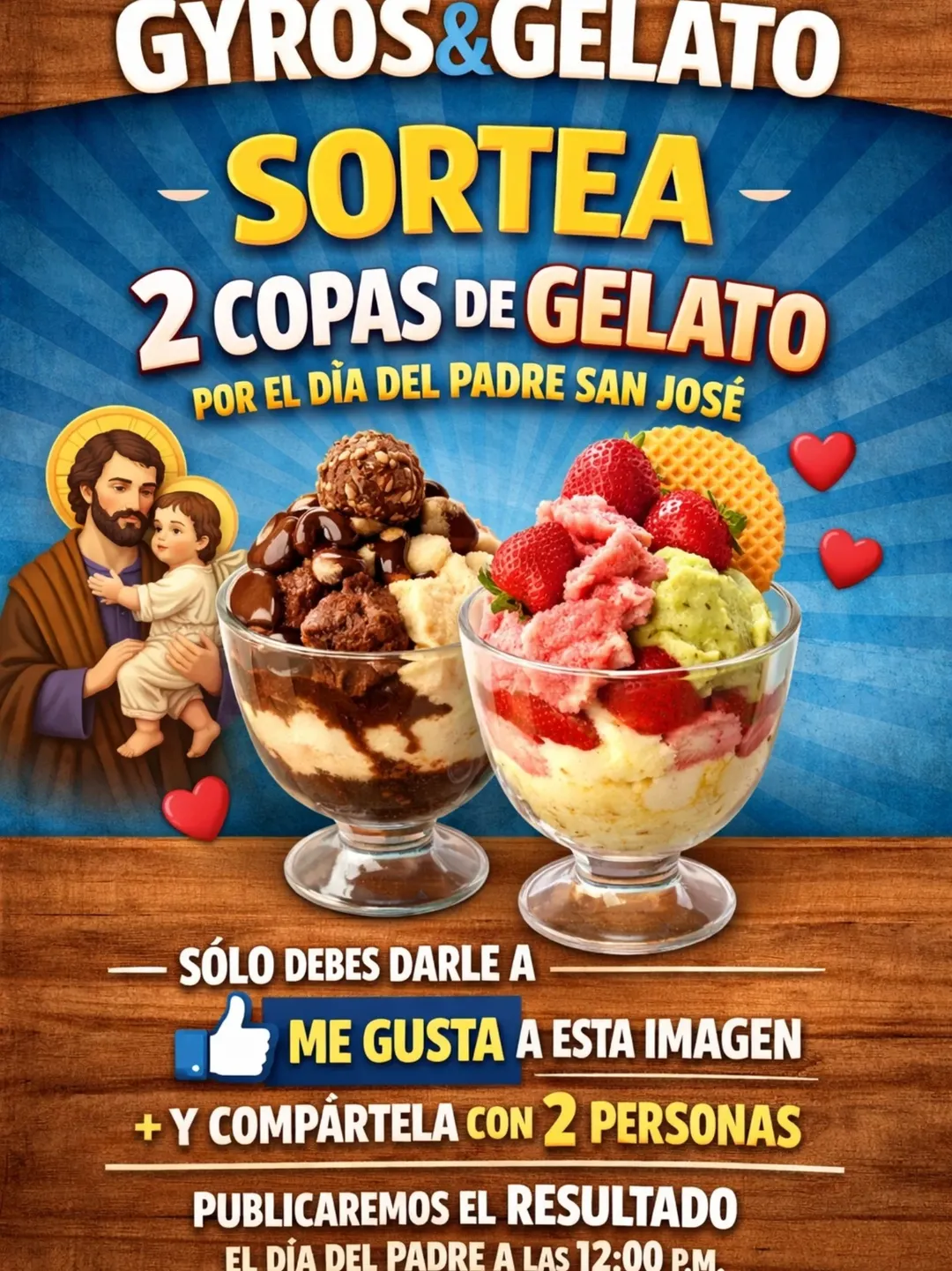 Imagen de Buena suerte!
#Sorteo de 2 copas de #GELATO por el día del 