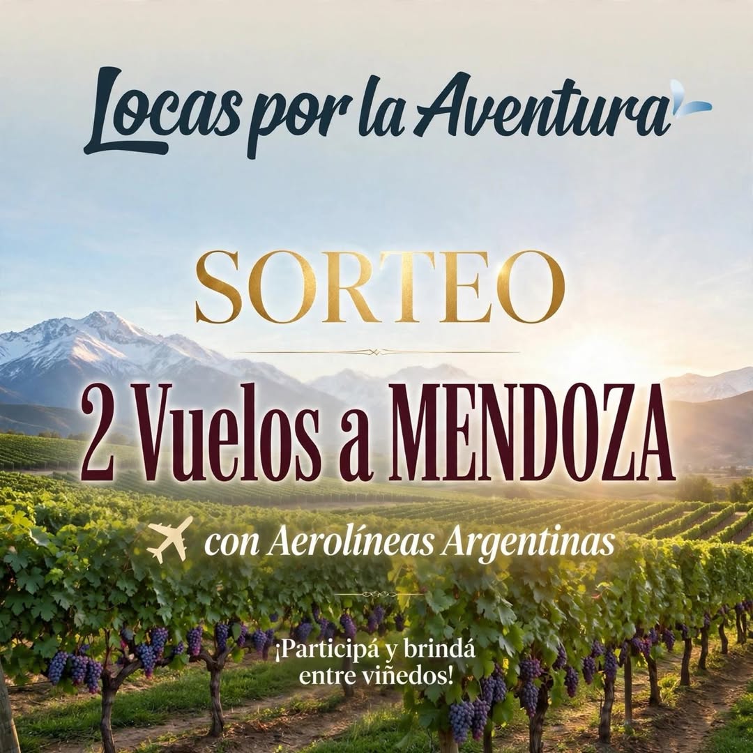 Imagen de ✨SORTEO EXPRESS ✨

GANA 2 vuelos a Mendoza 🍷☀️�