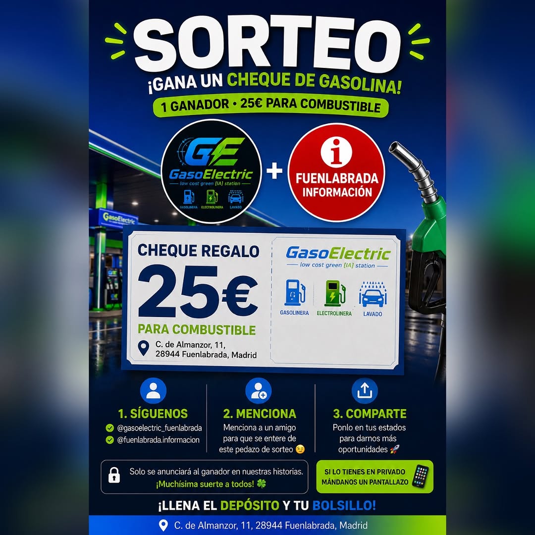 Imagen de SORTEO DE 25€ EN COMBUSTIBLE 

¿Quieres llevarte un chequ