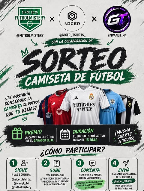 Imagen de 🎁⚽️ ¡SORTEO CAMISETA DE FÚTBOL! ⚽️🎁

¿Te gu