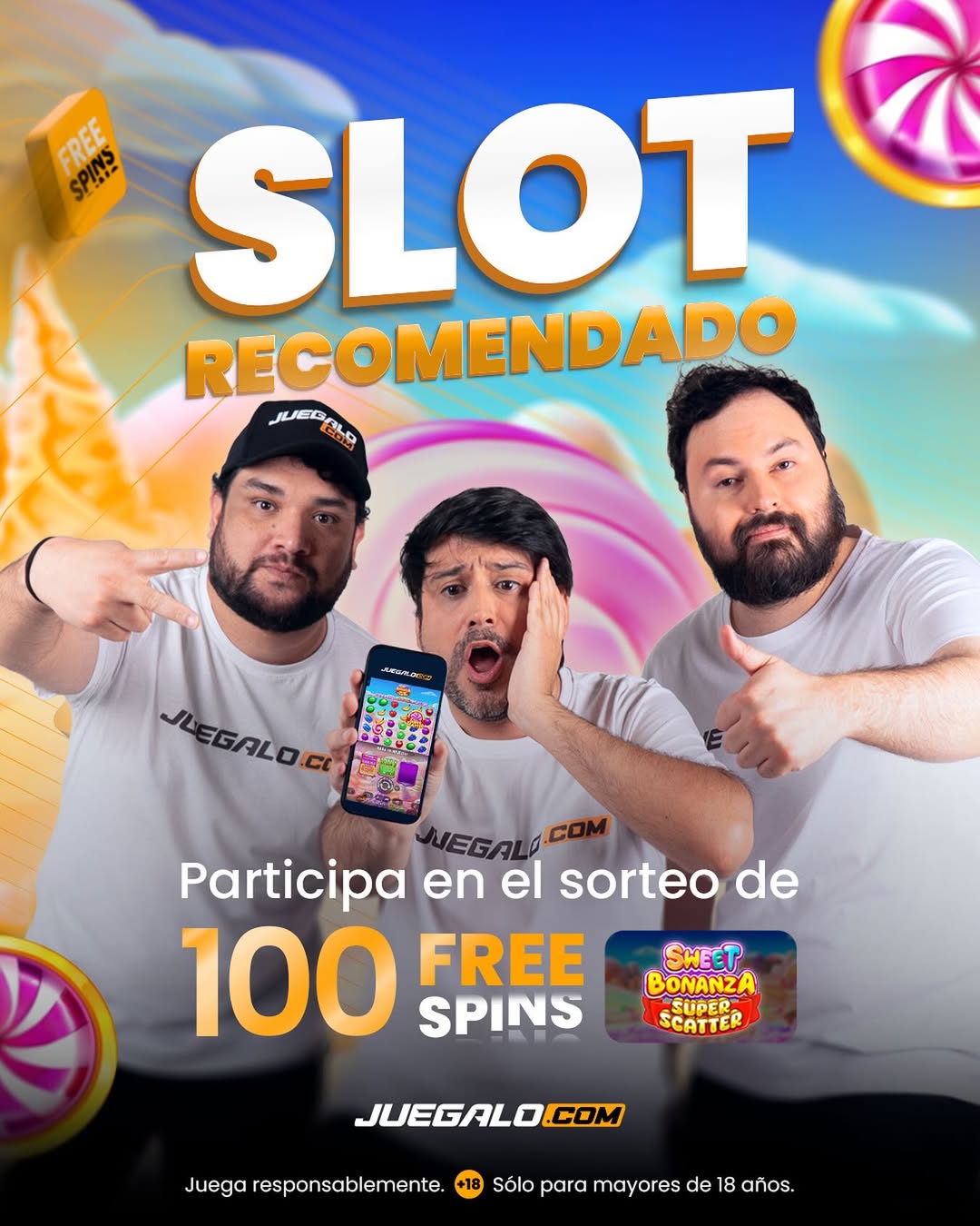 Imagen de 🍭 PARTICIPA POR 100 FREE SPINS 🍭

El Sweet Bonanza Sup